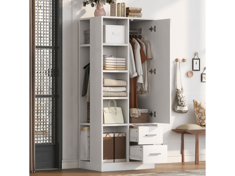  Armoire dressing, 70x50x170 cm, rangement intégré, tiroirs, blanc, poids 55,26 kg LDW00637AAK-conf-NEW - Conforama C