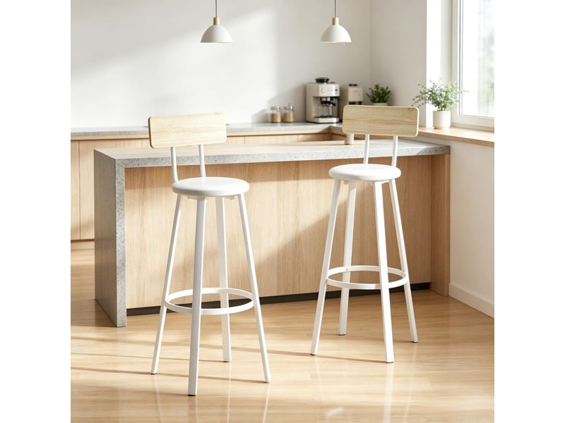  Tabouret 75,5 cm ensemble de 2 rembourrage – assise dossier intégré repose-pieds intégré format bar confort rembourré  - Conforama B