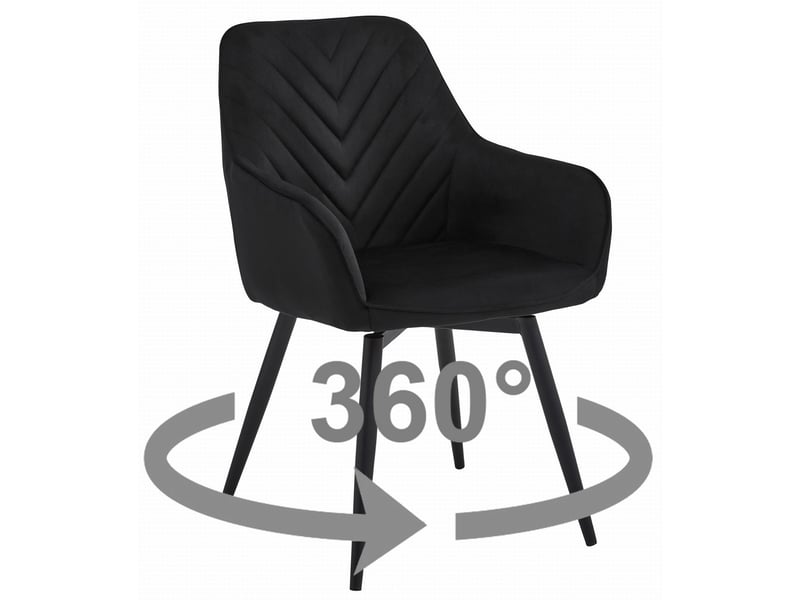  Chaise pivotante nana360 en velours noir avec pieds en métal  - Conforama A