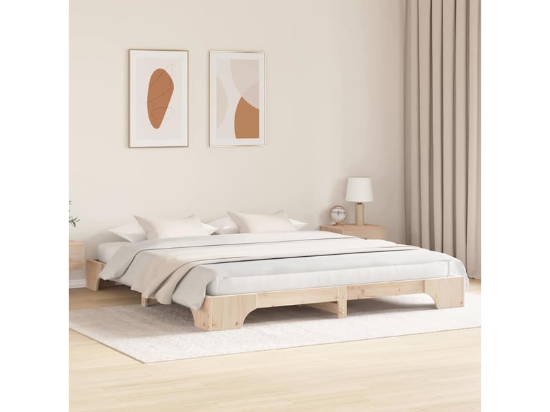  Lit double- lit adulte -  cadre de lit naturel 200 x 200 cm pin massif  - Conforama B