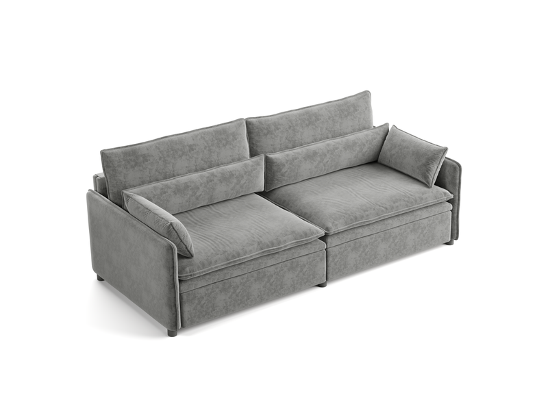  Canapé-lit 3 places modenvie convertible 3-en-1 206 x 91 x 86 cm en chenille gris clair  - Conforama A