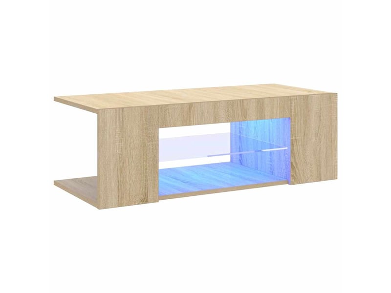  Meuble tv - banc tv - meuble de rangement avec lumières led chêne sonoma 90x39x30 cm  - Conforama E