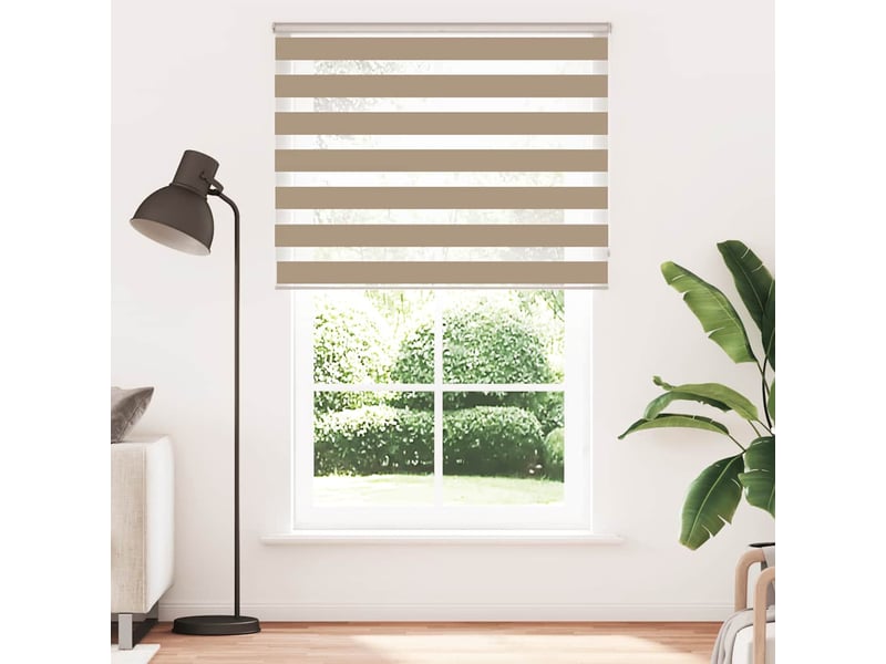 Store zèbre, store de fenêtre marron sable largeur du tissu 145,9 cm polyester cf48786 - Conforama A