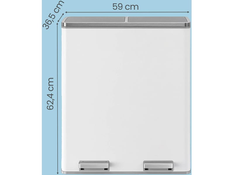  Poubelle à double compartiment 59 x 32,5 x 65,2 cm anti-traces de doigts design moderne cuisine en acier inox 12_0013108  - Conforama A