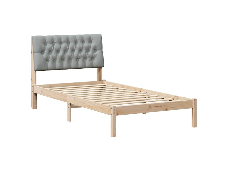 Lit simple- lit adulte - cadre de lit avec tête de lit rembourrée marron 100 x 200 cm - Conforama A