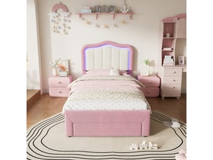 Lit avec rangement 90x200 cm <strong></strong> <strong>OMNIGLINT TRADING LTD</strong> coloris rose