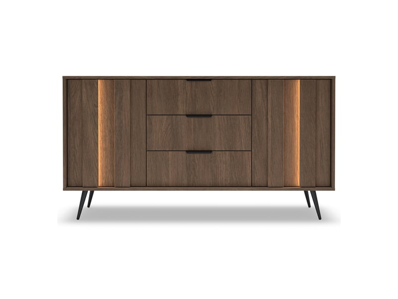  Buffet hahasasi, commode 3 tiroirs, 154x40x87h cm noyer marron Hahasasi - Conforama E