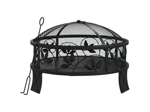 Brasero exterieur, foyer camping avec tisonnier 50 cm xxl acier shl15226