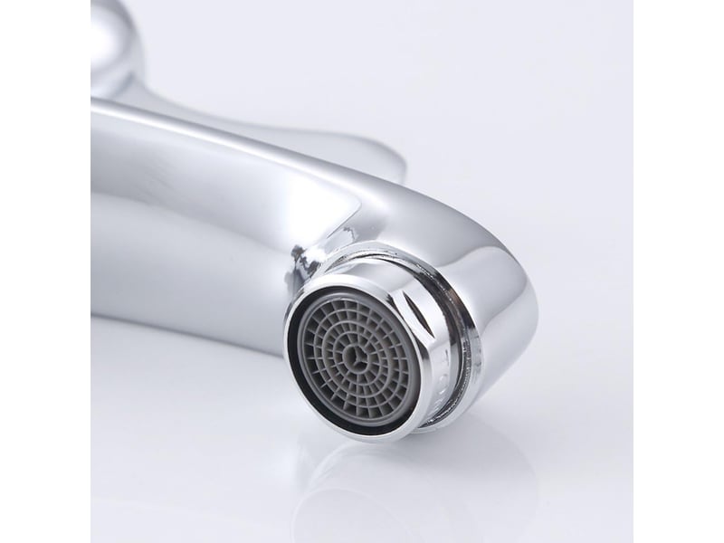  Robinet simple moderne de salle de bain de poignée, robinet d'eau froide fini par chrome d'un trou, robinets de bassin de barre  - Conforama E