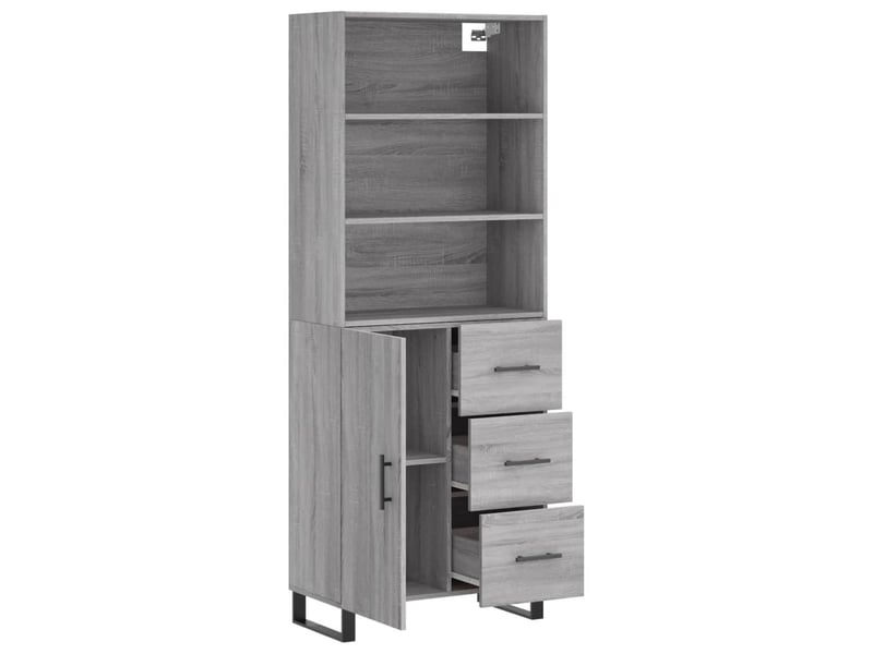  Buffet haut - bahut - meuble de rangement sonoma gris 69,5x34x180 cm bois d'ingénierie  - Conforama D