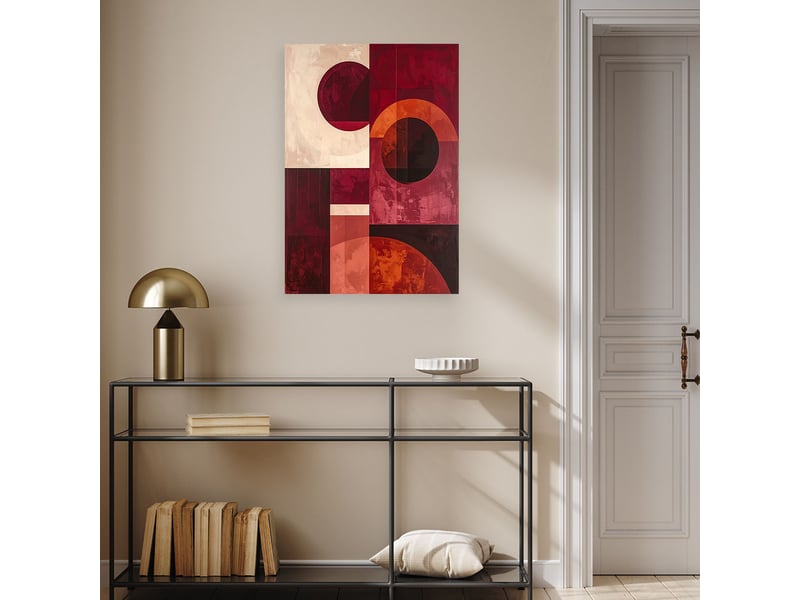 Image sur toile, composition abstraite avec des cercles et des rectangles bordeaux 80x120 1328138194 - Conforama B