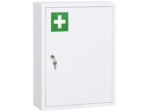 Armoire à pharmacie murale en acier, armoire à médicaments à 3 niveaux porte verrouillable 2 clés, 40x15x53,5cm, blanc