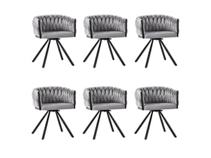Chaise de salle à manger lot de 6 pivotante à 360° avec dossier enveloppant et pieds en métal, velours gris