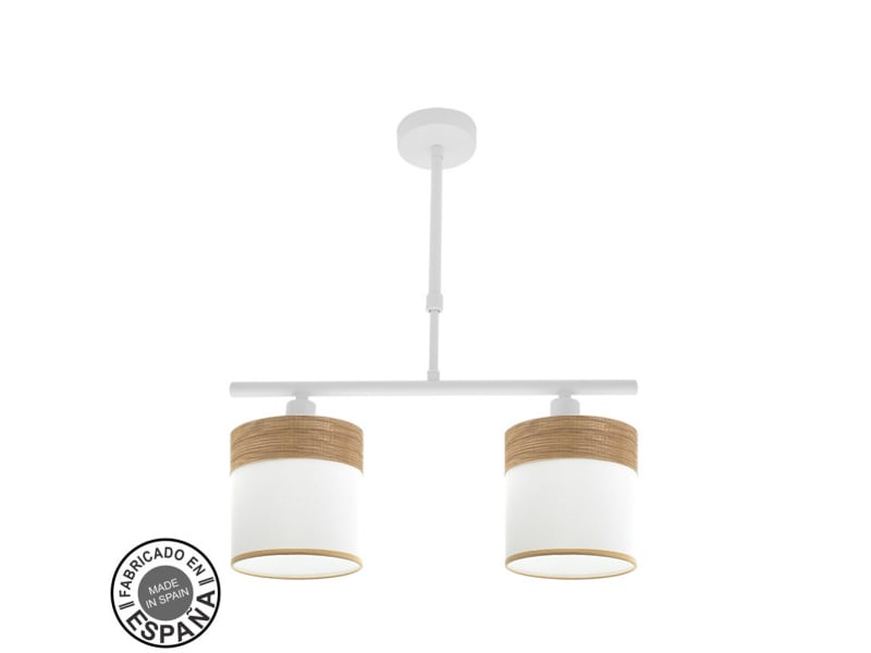  Lampe de plafond fabrilamp cloe blancbois clair 2 x e14 hauteur réglable 44-61 cm 43x14 cm 175452085 - Conforama A