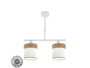 Lampe de plafond fabrilamp cloe blancbois clair 2 x e14 hauteur réglable 44-61 cm 43x14 cm