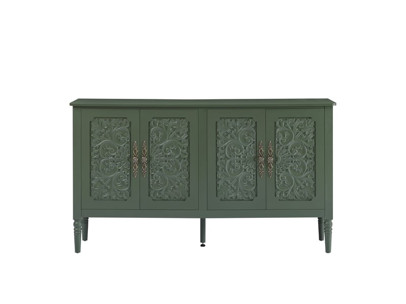  Buffet 160x40x89 cm vert, panneau de particules, mdf et métal, grand rangement pour salle à manger  - Conforama A