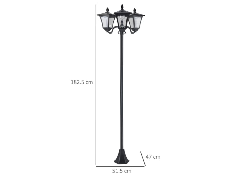  Lampadaire solaire extérieur led 120 lm 51,5x47x182,5 cm noir  - Conforama E