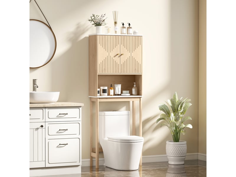  Meuble wc au-dessus des toilettes effet chêne, placard double porte, 66 x 25 x 168 cm  - Conforama C