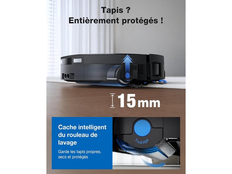 ECOVACS DEEBOT X12 OmniCyclone Robot Aspirateur Laveur, 22000Pa, FocusJet,PowerBoost,OZMO Roller 3.0 22000Pa, FocusJet, PureCyclone - Conforama C