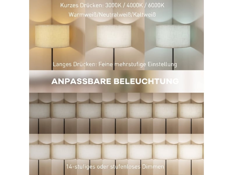  Lampadaire réglable en hauteur 40 x 40 cm – noir – télécommande, variateur et interrupteur au pied  - Conforama D