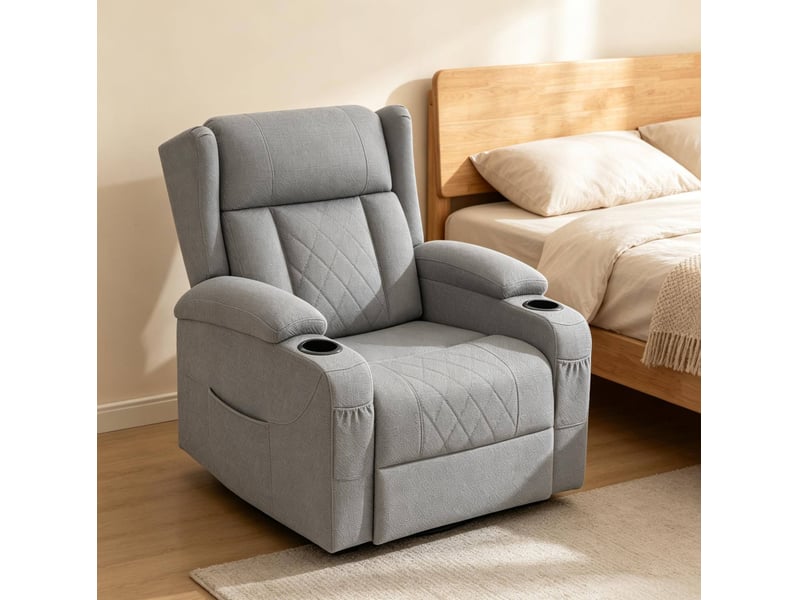  Fauteuil relax tcqpz pivotant 360° à dossier inclinable et repose-pieds manuel 87 x 94,5 x 103,5 cm gris  - Conforama D