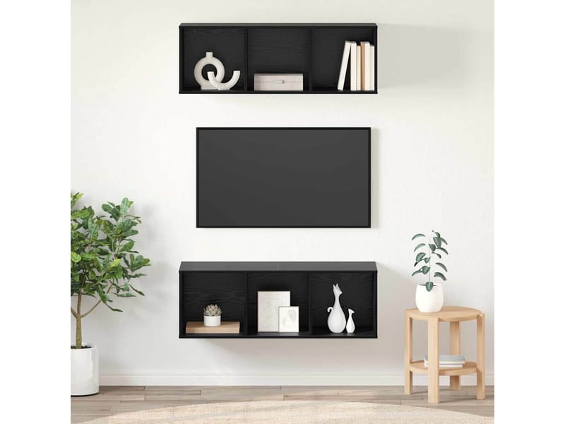  Ensemble meuble tv - banc tv - meuble de rangement 2 pcs chêne noir bois d'ingénierie  - Conforama B