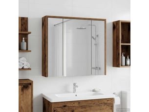 Armoire miroir de salle de bain, cabinet de salle de bain bois ancien 63,5 x 16 x 62,5 cm cf65146