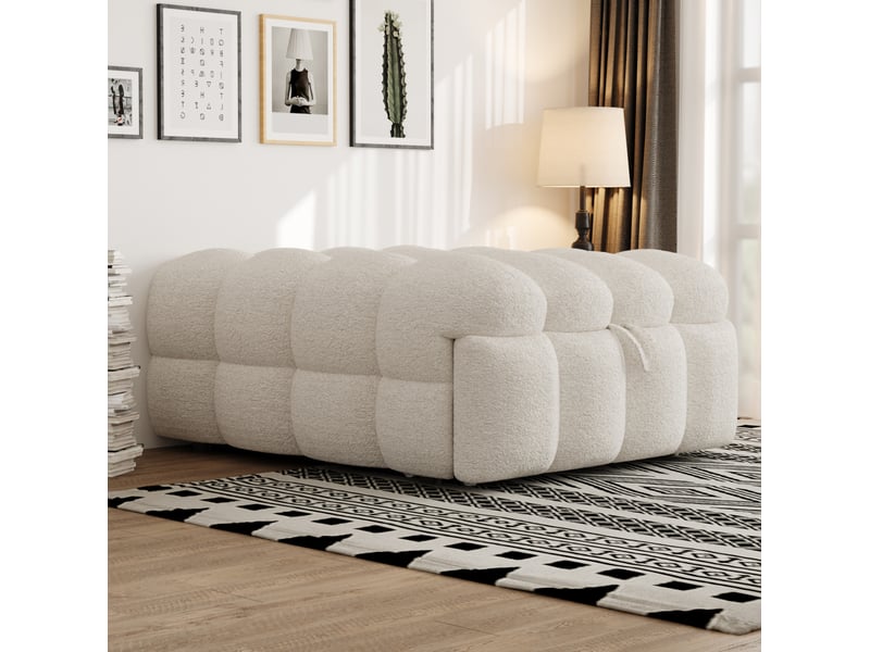  Canapé lit tcqpz 183 x 76 x 42 cm 2-en-1 bouclé beige  - Conforama D