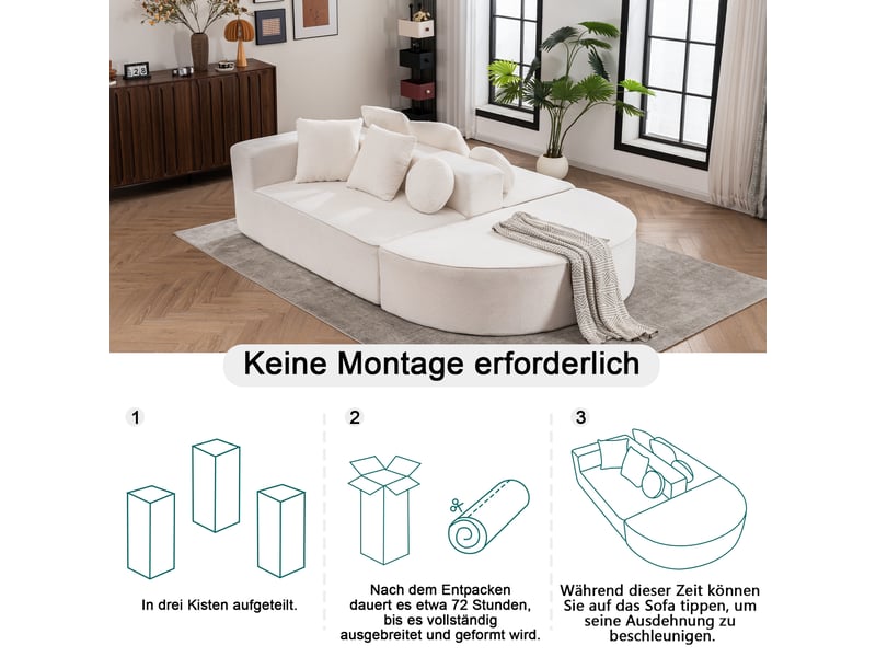  Canapé modulable, canapé de salon – sans cadre, en tissu chenille, sans montage, style cloud  - Conforama C