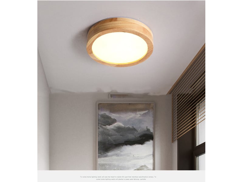 Plafonnier bois  luminaire plafonnier plafonnier rond plat nordique   23x5cm  - Conforama C