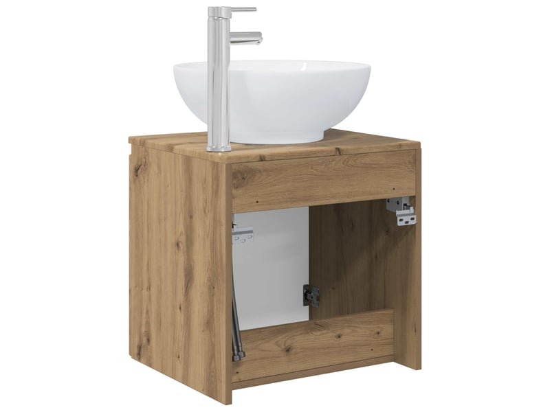 Vanité de lavabo mural, meuble de rangement chêne artisanal 49.5x44.5x65 cm shl3134 - Conforama E