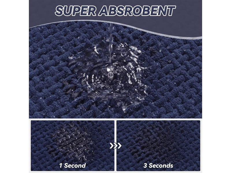  Tapis de bain en chenille antidérapant - 24 x 71 pouces - bleu marine  - Conforama E
