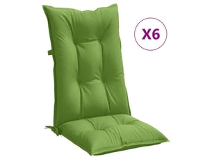 Lot de 6 coussins de chaise à dossier haut vert mélangé tissu cf32744