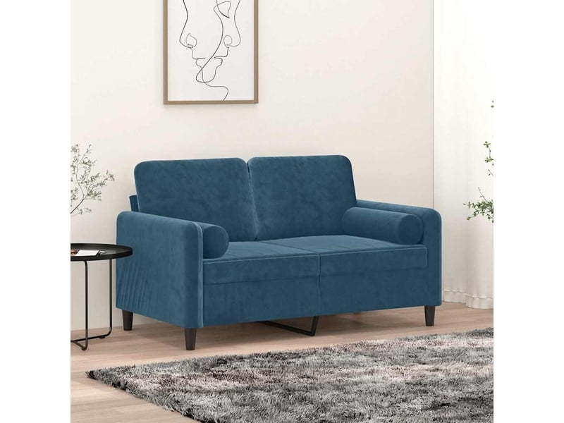  Lot de 2 coussins décoratifs bleu ø15x50 cm velours cf60858  - Conforama B