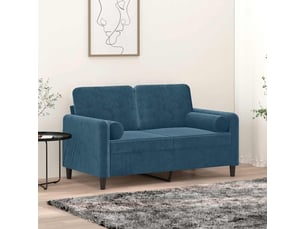 Lot de 2 coussins décoratifs bleu ø15x50 cm velours cf60858