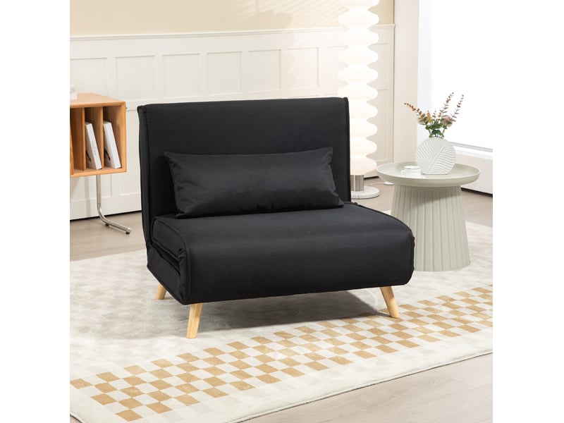  Fauteuil relax convertible 94x78x80 cm 2-en-1 bois noir  - Conforama B