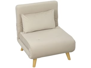 Fauteuil convertible dossier réglable tissu aspect velours beige