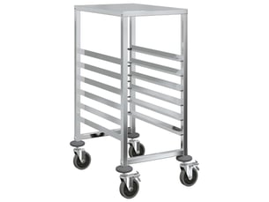 Desserte de cuisine, chariot à plateaux 6 bacs gn 39x55x87 cm acier inoxydable