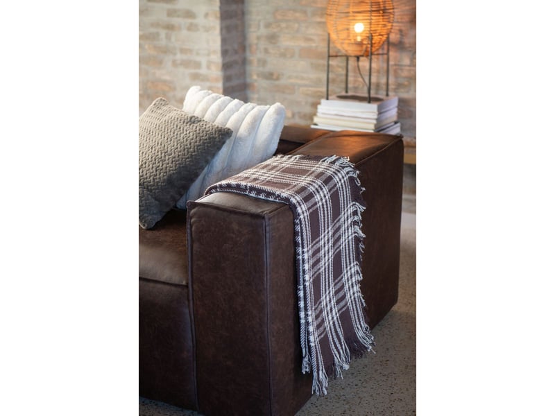 Couverture carreaux coton marron foncéblanc 56329 - Conforama C