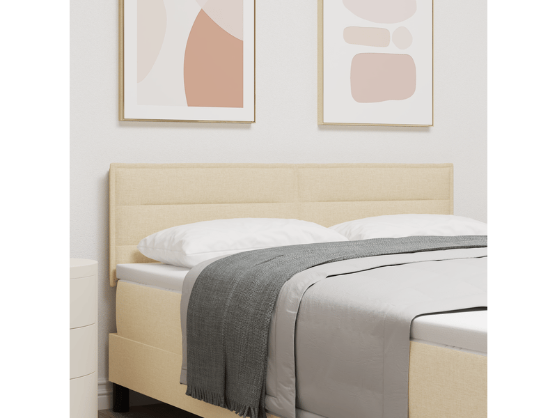 Tête de lit ; panneau de tête pour lit design lines crème 140 cm en tissu  - Conforama C