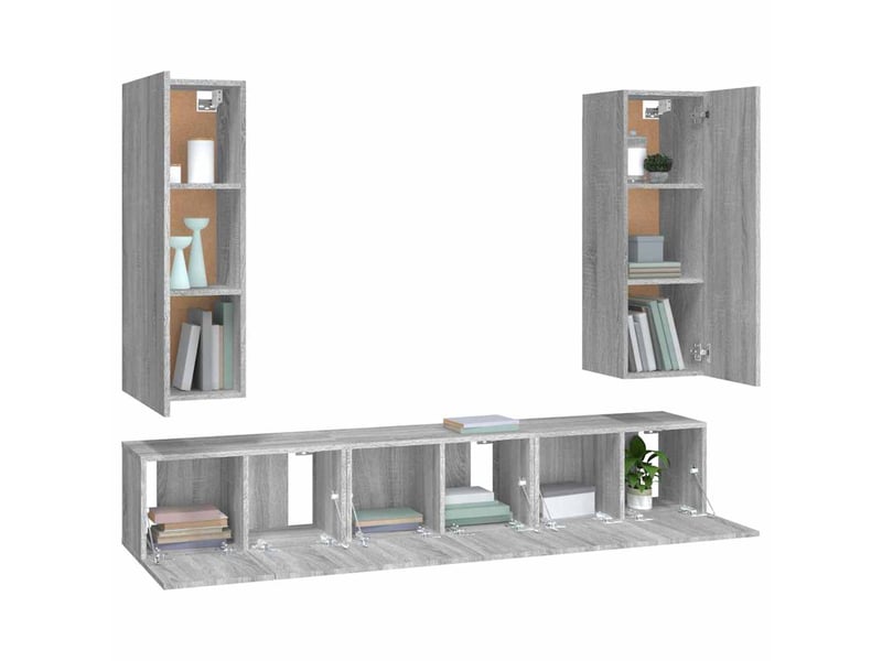  Ensemble de meubles tv 5 pcs sonoma gris bois d'ingénierie shl75557  - Conforama D