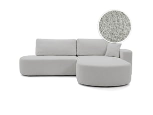Canapé d'angle réversible convertible LOUNGITUDE KIARA 5 places Tissu bouclette Gris clair