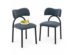 Lot de 2 chaises de salle à manger,avec pieds en métal noir,tissu,bleu