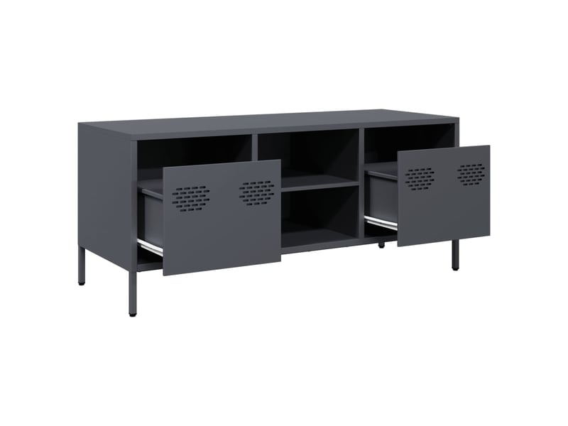  Meuble tv - banc tv - meuble de rangement anthracite 101,5x39x43,5 cm acier laminé à froid  - Conforama E