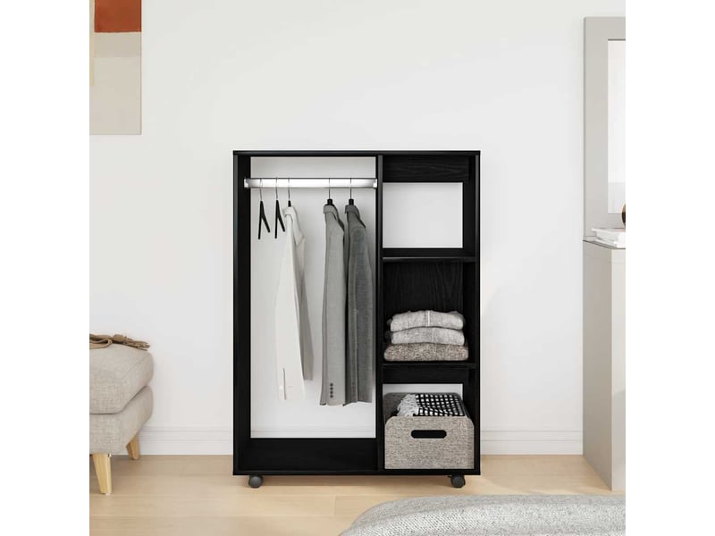  Armoire de rangement bureau en chêne noir 80x40x110 cm bois d'ingénierie  - Conforama C