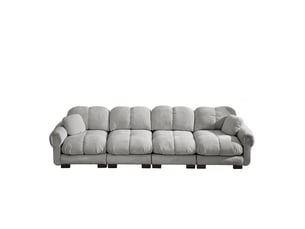 Canapé modulable 330x86x90cm tissu chenille gris clair design moderne accoudoirs ergonomiques salon confortable