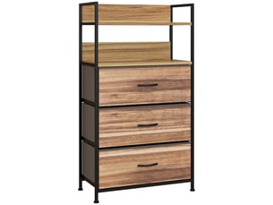 Meuble de rangement style industriel commode 3 tiroirs en tissu amovibles et 2 étagères - 60 x 29 x 101cm - mdf et métal
