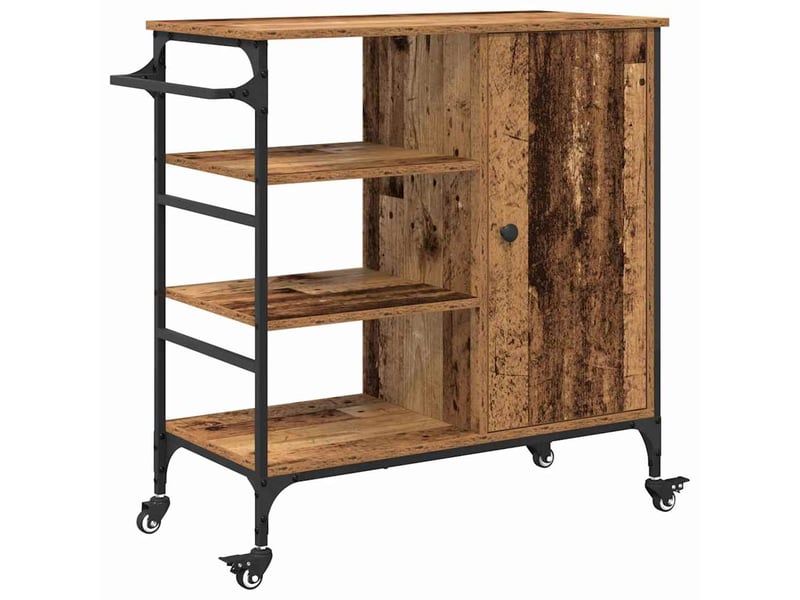 Desserte de cuisine, chariot de rangement bois ancien 87.5x39x84.5 cm - Conforama A