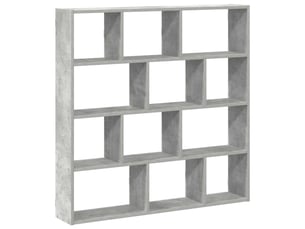 Étagère cube murale 12 compartiments gris béton bois ingénierie cf41341