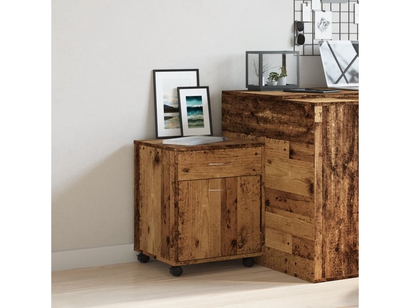  Armoire de rangement, armoire à roulettes vieux bois 45x38x54 cm bois d'ingénierie  - Conforama C